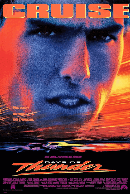 Days of Thunder (1990) movie poster | best car movie